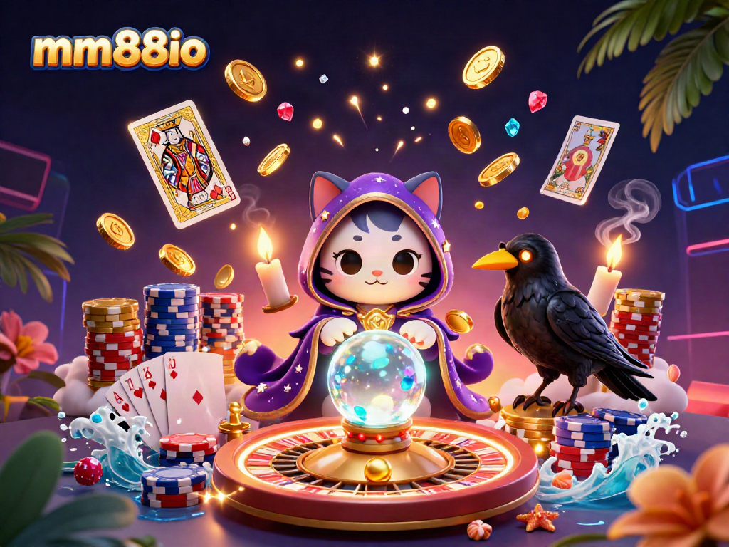 Experience thrilling gameplay with mm88io and vibrant casino characters in a mystical scene.