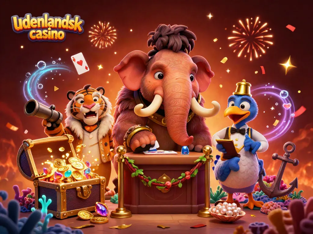 Experience vibrant action at an udenlandsk casino with a playful cartoon bouncer checking IDs.