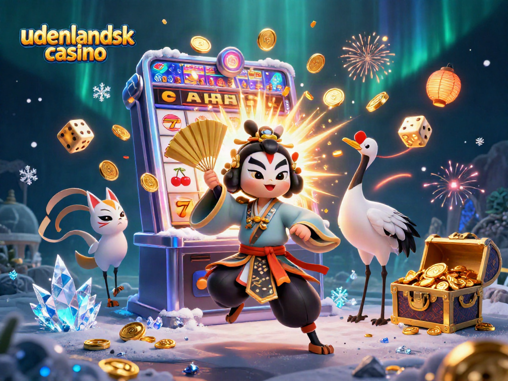 Experience the excitement of udenlandsk casino with dynamic characters, slot machines, and a vibrant gaming atmosphere.