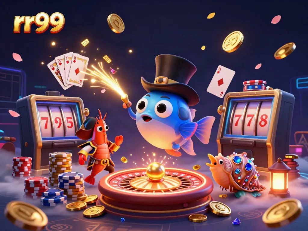Engage with rr99's thrilling casino adventures featuring an anglerfish luring gold coins in a vibrant underwater scene.