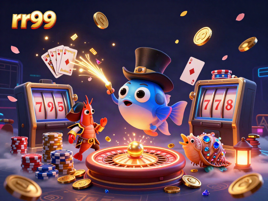 Engage with rr99's thrilling casino adventures featuring an anglerfish luring gold coins in a vibrant underwater scene.
