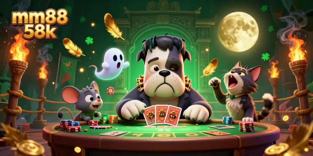 Experience exciting gameplay with mm88 58k in this vibrant 3D casino scene filled with action and fun.